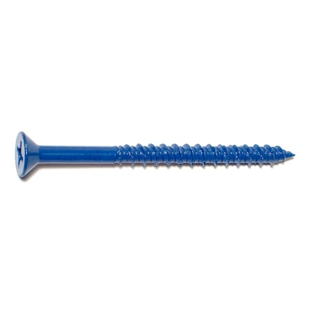 Midwest Fastener Masonry Screw, 1/4" Dia., Flat, 3 1/4 in L, Steel Blue Ruspert, 100 PK 09283